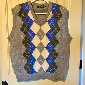 Lyle & Scott Gray and Blue Argyle Sweater Vest
